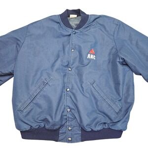 Birdie Vintage Work Jacket Large Blue Snap Front Quilted Made USA Grunge Utility